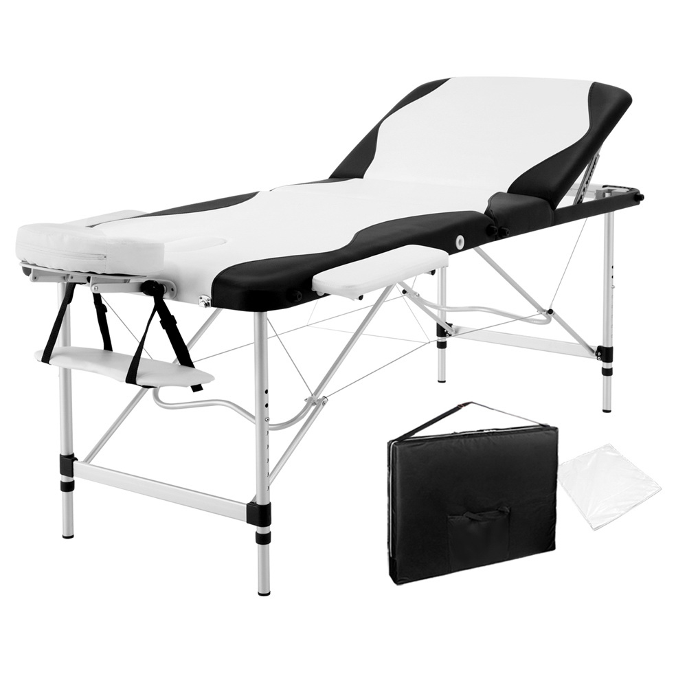 Zenses 3 Fold Portable Aluminium Massage Table Black And White Shop