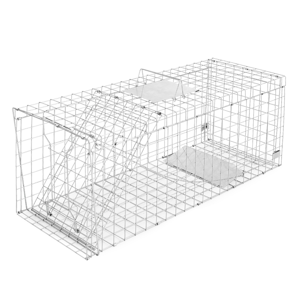 Humane Animal Trap Cage 108 x 40 x 45cm - Silver - Shop Australia