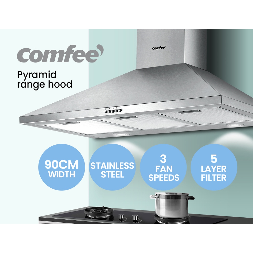 Comfee Rangehood 900mm Range Hood Stainless Steel Home Kitchen Canopy ...