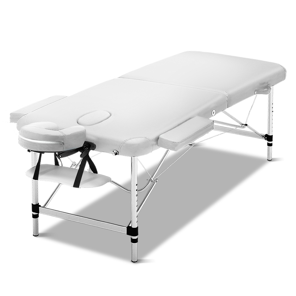 Zenses 75cm Wide Portable Aluminium Massage Table Two Fold Treatment Beauty Therapy White Shop